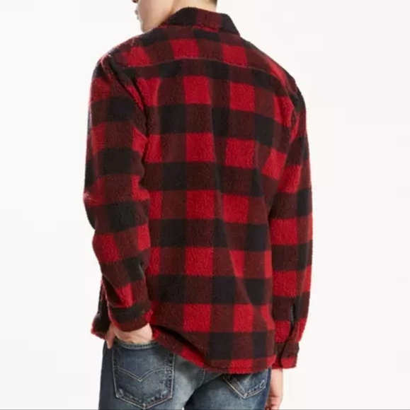 LEVI'S Sherpa Plaid Longsleeve Work Shirt Size Large - Picture 2 of 7